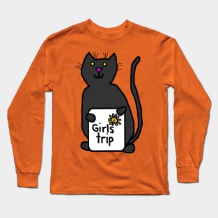 Cute Cat goes on Girls Trip Long Sleeve T-Shirt